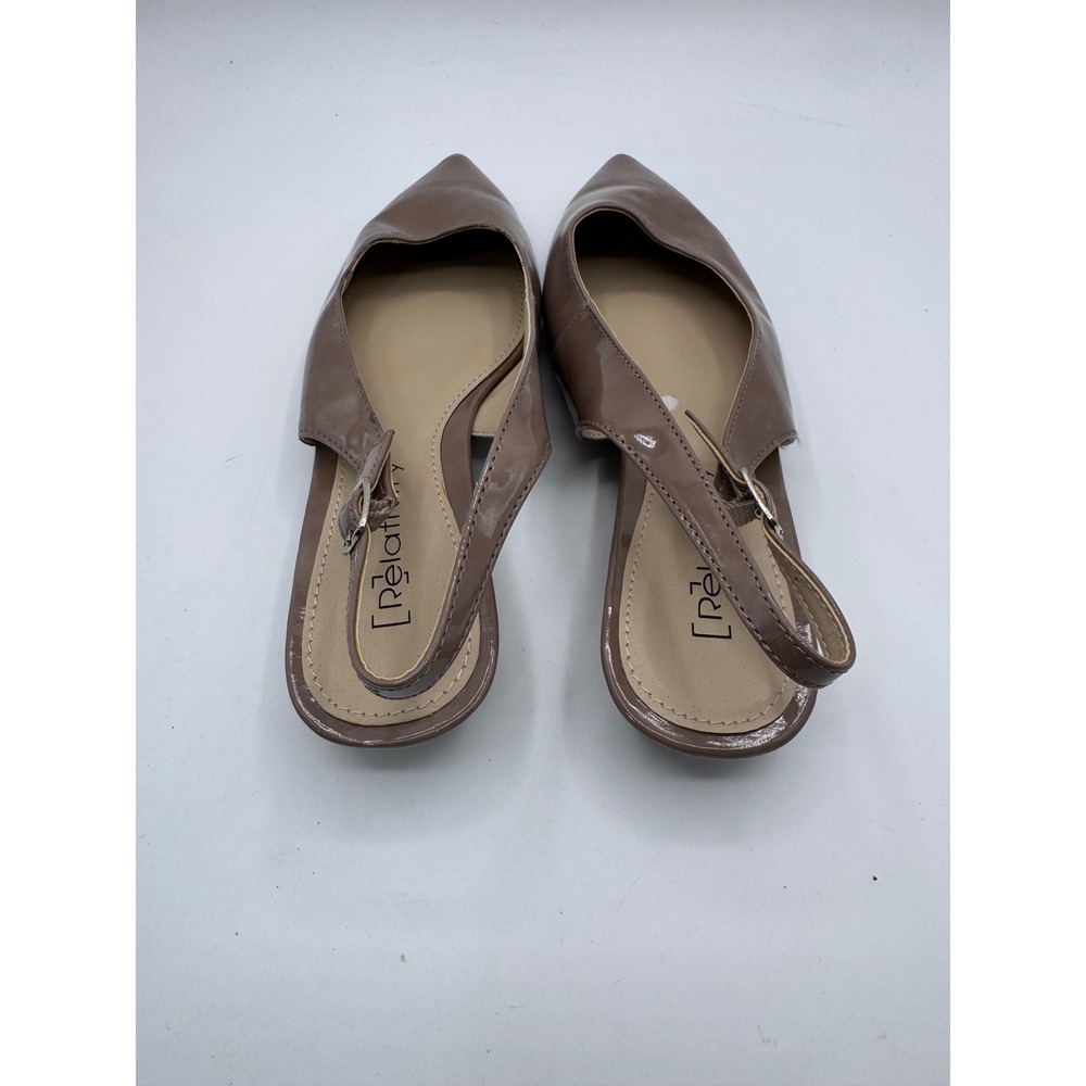 Relativity 7.5 M Taupe Slingback Flats Women's Pointed Toe Patent - Picture 5 of 7